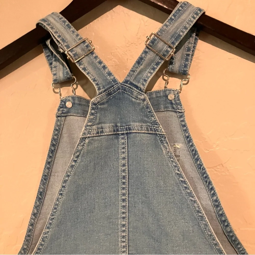 VIGOSS Girls Denim Heart Shaped Snap Overall Shorts Size Large 12/14